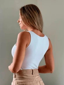 Eatifa Women's Tank Tops Blouse Microfiber Polyamide Double Basic Elegant Fashion Blogger - trắng - Xem 3