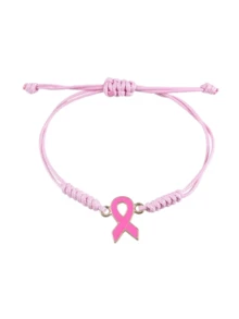 Adjustable Handmade Woven Pink Ribbon Bracelet, Caring For Women's Health