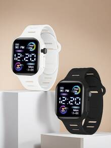 2 Stück/1 Stück Farbbildschirm Elektronische Uhr Koreanische Mode Coole Laterne für Jungen und Mädchen Paare Wald Elektronische Uhr, die beste Wahl für Halloween, Weihnachten, Valentinstag, Muttertag, Urlaubsgeschenke