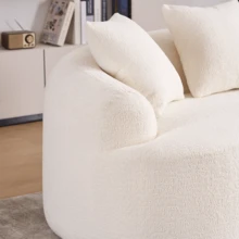 65" Curved Small Loveseat Sofa,Cozy Chenille Upholstered Couch With 3 Pillows,Modern Deep Seat Cloud Couch Memory Foam Compression Sofa,For Living Room Apartment Office,No Assembly Needed - trắng - Xem 8