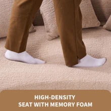 65" Curved Small Loveseat Sofa,Cozy Chenille Upholstered Couch With 3 Pillows,Modern Deep Seat Cloud Couch Memory Foam Compression Sofa,For Living Room Apartment Office,No Assembly Needed - 米色 - 查看 5