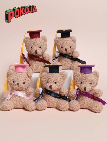 POKOJA LAND 1 件毛绒玩具泰迪熊娃娃迷你毕业熊带毕业帽娃娃 2024 届毕业毛绒熊宽松毕业熊帽和祝贺腰带是毕业礼物、毕业、毛绒玩具、儿童玩具、小基