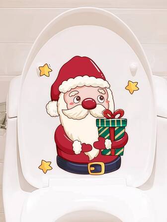 Christmas Toilet Seat Sticker, Creative Cartoon Self-Adhesive Wall Decor, Bathroom Decoration Christmas Christmas Decorations Christmas Pajamas Christmas Gifts Christmas Decor