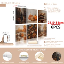 6 قطعة/مجموعة مطبوعات فنية خريفية قديمة | مجموعة من 6 مطبوعات خريفية | فن الحائط الخريفي | ديكور خريفي بألوان دافئة | مجموعة طباعة لعيد الشكر الموسمي | امرأة تسير في الغابة ، اليقطين ، كومة الكتب ، الجسر ، أوراق الخريف ، ممر الغابة | مؤطرة أو غير مؤطرة ، ديكور الغرفة ، ديكور المنزل ، ديكور بيت الطالب ، هدايا لزينة الحائط في الفندق ، المنزل ، غرفة المعيشة ، غرفة النوم ، الحمام والمكتب