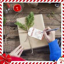 50 Piezas Etiquetas de regalos de Navidad del Polo Norte de Santa Etiquetas de regalo de Navidad con cuerda para regalos Etiquetas para papel de regalo de Navidad para fiesta de Navidad, galletas y decoración (Clásico) 30 Piezas/10 Piezas