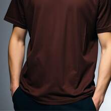 Comfortable Minimalist Printed T-Shirt - Óxido marrón - Ver 4