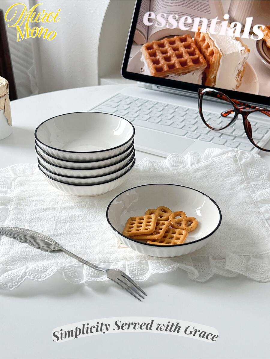 <Simplicity Served With Grace>, 8/6/4pcs Ceramic Round Small Dishes, Elegant High-End Plates For Afternoon Tea, Dipping Sauce, Condiment, Appetizer, Home Kitchen, Microwave Useable - Multicolor - View 1