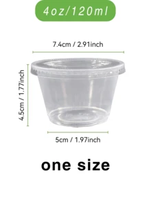 50个160毫升/120毫升/60毫升透明塑料杯带盖迷你杯酱汁杯小蛋糕杯一次性带盖杯子透明饮水杯塑料杯派对用品适用于冰咖啡、冰沙、沙拉酱、奶昔和冷饮非常适合婚礼、派对、生日庆祝 - 米色 - 查看 8