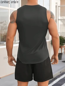 Corkhanj Ordain Men's Stretch Quick-Drying Breathable Crew Neck Sleeveless Vest - Moisture-Wicking And Comfortable - Suitable For Running, Fitness, And Outdoor Activities - Machine Washable / Breathable Spring/Summer Top - Opaque Material, Versatile - Breathable Stretch Fabric - Solid Color, A Must-Have For Fitness, Leisure, And Home - Soft Fabric - 灰色 - 查看 2