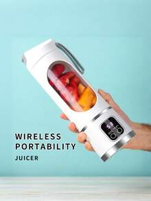 1pc 7.4V, 50W High Power Wireless USB Rechargeable Portable Juicer Blender, 450ml Large Capacity Auto Protection Juice Cup (Bottle Not Tightened Cannot Start), Baby Food Processor, On-The-Go Blender Cup, 3 Modes, Digital Display, 1500mAh Battery, Fresh Juice, Smoothie, Milkshake, Essential For Students, Home, Outdoor Travel (Automatically Shuts Off When Overheated, Needs To Cool Down Before Use), Halloween Gift, Christmas Gift - Multicolor - View 8