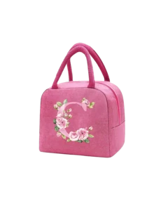 Borsa termica per il pranzo rosa, borsa frigo per bambini/adulti, borsa a tracolla, lunch box, ghiaccio, borsa termica per picnic, lunch box con motivo floreale alfabeto A-Z, borsa organizer per il pranzo in tela leggera e portatile, adatta per il ritorno a scuola, aula, università, ufficio, campeggio e picnic, forniture scolastiche, organizzazione cucina, accessori cucina, borsa per il pranzo, lunch box da donna, borsa da viaggio per il pranzo impermeabile - Multicolore - Visualizzare 13