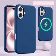 1pc Blue Premium Magnetic Liquid Silicone 3-In-1 Soft Anti-Scratch Super Microfiber Lining + Soft Gel Rubber TPU Bumper + Acrylic Hard Back Skin-Friendly Magnetic Compatible With Magsafe Wireless Charging Full-Body Protective Case Compatible With IPhone 17 Pro/17 Pro Max/17 Air/17/16 Pro/16 Pro Max/16 Plus/16/16E/SE4/15 Pro/15 Pro Max/15 Plus/15/14 Pro/14 Pro Max/14 Plus/14/13 Pro/13 Pro Max/13/12 Pro/12 Pro Max/12/11 Pro Max/11/11 Pro