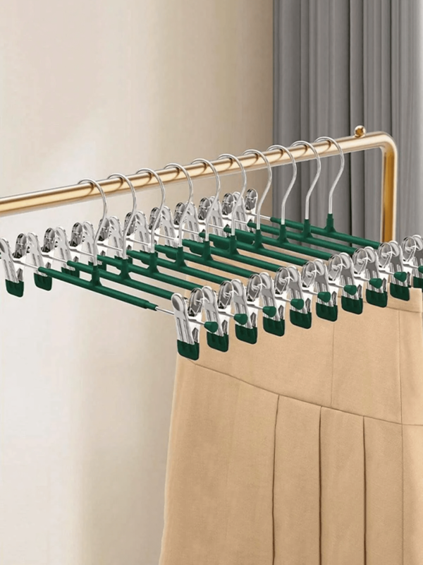 5 pièces Porte-pantalon antidérapant, poids 35 grammes, cintre à pantalon en acier inoxydable, organisateur de séchage de pantalon, pinces à pantalon multifonctions renforcées, rangement pour armoire, blanc - taille standard