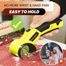 带LED灯的电动剪刀纸板切割机，无绳电动切割机，用于织物、地毯、皮革和塑料的旋转切割机 - 彩色 - 查看 6