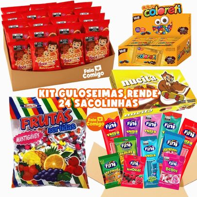 Kit Rende 24/36/48/60 Sacolinhas Aniversário Infantil Pipoca Fini Nucita Bala Guloseimas - Fala Comigo