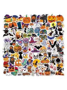 50pcs Halloween Themed Sticker Set, Including Pumpkin, Witch, Bat, Ghost, Spider Web And Other Spooky Designs, Party Stickers Craft Supplies For Scrapbooking, Halloween DIY, Suitable For Laptop, Water Bottle, Phone Case, Guitar - Various Cartoon Halloween - Multicolor - View 5