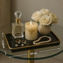 Decorative Tray, Black Marble Stone, Multipurpose Glass - Negro - Ver 3