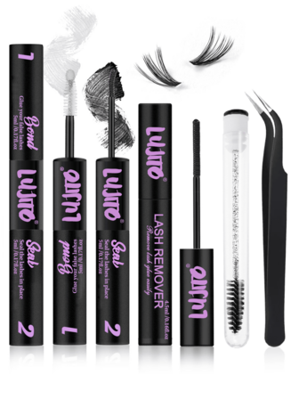 2-In-1 Eyelash Glue Set, Includes Cluster Lash Adhesive (5ml+5ml), Tweezers, Remover (4.5ml), Suitable For Individual Lash Extensions, Strong Fixing, Single Lash Glue, Essential For Home Makeup