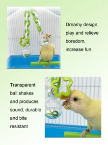 Parrot Toys Gnawing On Colored Beads, Transparent Hanging Ball, Birdcage Pendant, Climbing And Playing Bird Toys, Parrot Supplies, Bird Supplies, Bird Toys