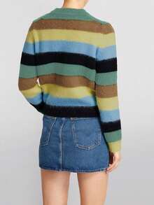 Women's Striped Casual Chic Pullover Long Sleeve Knit Sweater, Colorful Striped Knitted Versatile For Back To School, Party, Travel, Daily Wear, Autumn/Winter