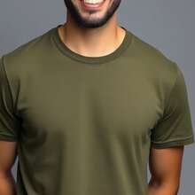 Comfortable Minimalist Printed T-Shirt - Verde militar - Ver 3