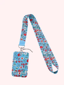 1pc Medical Themed Heart Needle & Tube Printed Id Card Lanyard , Suitable For Phone Lanyards, Game Consoles, Camera Lanyards, Document Lanyards, Access Passes, Transportation Cards, Work Permits, Venue Certificates, Concerts, Cocktail Parties, Etc.Ideal For Boyfriends, Girlfriends, Family Members, Doctors, Nurses, Party Gifts, Cell Phone Decorations, , Christmas Gifts And More.