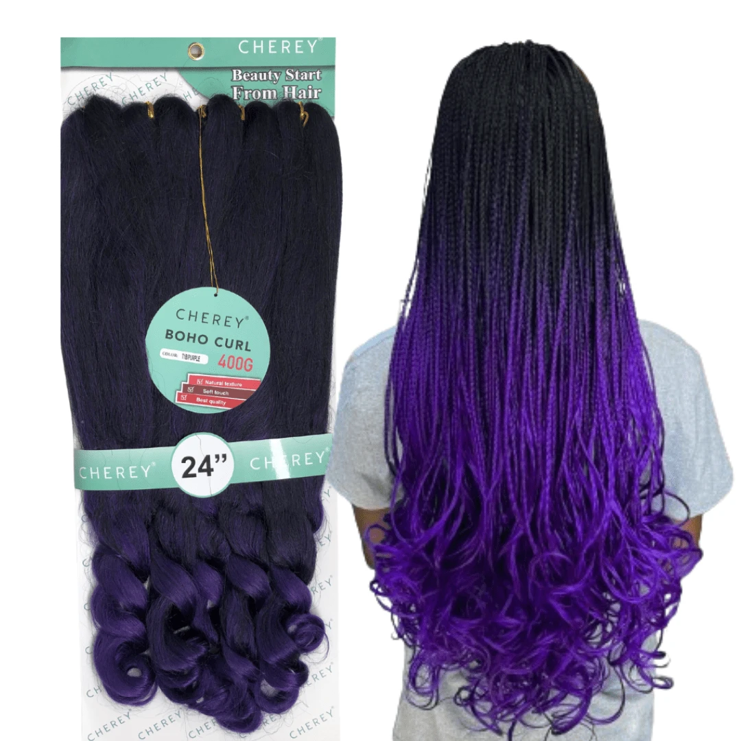 Cherey Boho Curl Premium Jumbo Fiber Hair For Braids 400gr Colors - Purple Ombre - View 1