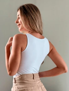 Eatifa Women's Tank Tops Blouse Microfiber Polyamide Double Basic Elegant Fashion Blogger - trắng - Xem 5