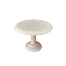 Prato Torneado Plástico Bege Deorativo Mesa De Festa - Bege - Visão 2