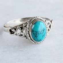 1 Artificial Turquoise Vintage Ring - The Perfect Anniversary/Birthday Gift For Your Loved One Classic Retro Ring, A Gift For Family And Friends - 藍色 - 查看 4