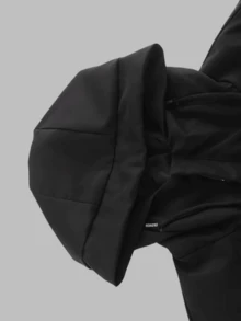 Men's Jacket: Men's Casual Sports Hooded Jacket, American Style Long-Sleeved Hooded Drawstring Pocket Zipper Windproof Jacket, Letter Print Design, Regular Version, Exclusive For Autumn And Winter, Suitable For Daily Outdoor Exercise - 黑色 - 查看 5