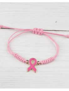 Adjustable Handmade Woven Pink Ribbon Bracelet, Caring For Women's Health