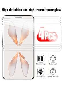 4 pezzi Protezione schermo in vetro temperato ad alta definizione, copertura totale dello schermo, facile installazione con applicatore, cristallino, resistente a graffi e rotture, compatibile con Samsung/Apple/, ottimo regalo per compleanni, famiglia, amici, fidanzato/fidanzata, accessori essenziali per la protezione dello schermo, adatto per uso quotidiano, ufficio, protezione dello schermo del telefono domestico, accessori per telefono, impermeabile, antiurto, anti-caduta, resistente ai graffi