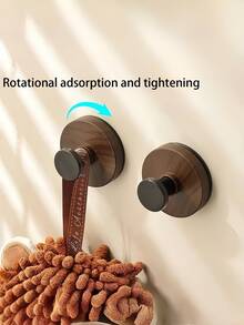 Nussbaum-Maserung Saugnapf Drehhaken, drehbare Wandhalterung Aufbewahrungsregal für die Küche, bohrerfreier Organizer Aufhänger