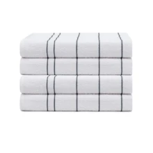 Kit Of 4 Large Geometric Terry Cloth Dishcloths, 100% Cotton, 2 Gray And 2 White - 4 White - View 3