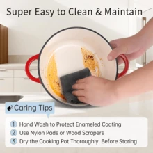 6 Quart Enameled Cast Iron Dutch Oven Pot With Lid, Dual Handle For Bread Baking, Pre-Seasoned Cookware, Heavy-Duty, Oven  Up To 500° F, Non-Stick & Applicable All Cookings, (Blue Red) - Đỏ - Xem 2