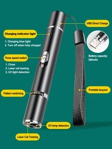 Multi-Muster Laser Katzenspielzeug - Mit Schwarzlicht-Detektor, Hochleistungs-Laserpointer, Haustiertraining & Katzen-Interaktionsspielzeug, Aluminiumlegierung Gehäuse robust, USB wiederaufladbar, 5 Muster für einfache Katzenbeteiligung, Bildschirmanzeige, Technik, Katzeninteraktion, Outdoor-Verwendung, Astronomie, Drehgetriebe-Musterwechsel