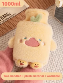 1个1000毫升优质仿毛皮热水袋，舒缓疼痛，带来舒适感 - 非常适合颈部、背部、肩部、腿部和痛经。这款热水袋适合缓解颈部、背部、肩部、腿部和痛经，也是万圣节、圣诞节、情人节、感恩节的理想礼物。（由于批次不同，线条和颜色可能略有差异。由此造成的不便，敬请谅解。）