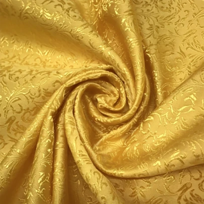 1pc High-Quality Gold Jacquard Satin Fabric, Luxurious For Garment Making And Interior Decoration, Suitable For Dresses, Skirts, Coats, Costumes, Cushions, Home Decor And DIY Projects, 150g/Sqm