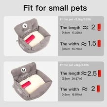 Asiento de coche y cama de viaje para perros pequeños y gatos HazoWill, asiento elevador con base antideslizante y correas ajustables, ligero, plegable, diseño de uso múltiple, elegante, acogedor para viajes por carretera y el hogar