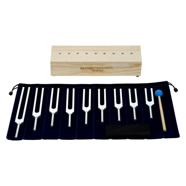 9PCS Tuning Fork Set,Tuning Forks Chakra For Healing Meditation Yoga Relaxation Instrument With Wooden Stand