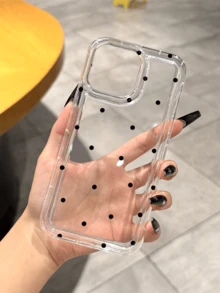 1 件全新创意简约全屏黑色波尔卡圆点图案手机壳适用于 Apple 16 Pro Max、11/12/13/14 Plus、XR/7/8 Plus、15 Pro Max、17 Air/17 Pro Max - 無色 - 查看 3