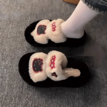 Sanrio 1 paire de pantoufles d'intérieur Hello Kitty, pantoufles en coton, pantoufles d'intérieur décontractées multicolores, design 3D créatif, pantoufles Hello Kitty mignonnes
