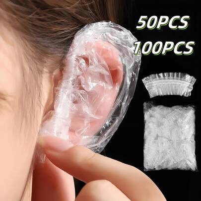 Transparent Shower Earmuffs, Waterproof Elastic Shower Cap, Thick, Large, High Elasticity Shower Cap, Used For Bathing And Hair Care, Easy To Carry When Traveling Home Bathroom Decor Fall Decor Back To School