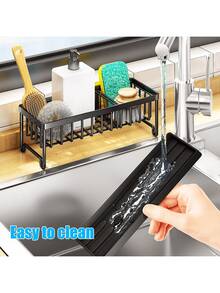 NetHong Large Kitchen Sink Dish Drainer Rack With Drip Tray And Plate Cutlery Holder UK - 黑色海綿瀝水架 - 查看 6