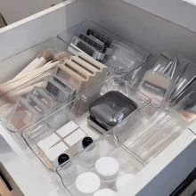 6/7 piezas Cajas organizadoras de cajón de acrílico, cajas de almacenamiento de maquillaje divididas, adecuadas para el desorden del escritorio, suministros de oficina, organización de cosméticos en cajones - Multicolor - Ver 5