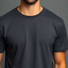 Comfortable Minimalist Printed T-Shirt - Lead Gray - View 3