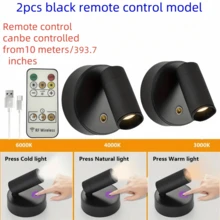 1pc/2pcs Portable Magnetic LED Wall Lamp, Bedside Cabinet Eye-Caring Light With USB Rechargeable 2000mAh Battery, 3 Color Modes, 320° Swivel & 90° Tilt Angle, For Bedroom, Painting, Plant, Office, Living Room, And Camping - Touch 3 Colors - View 18