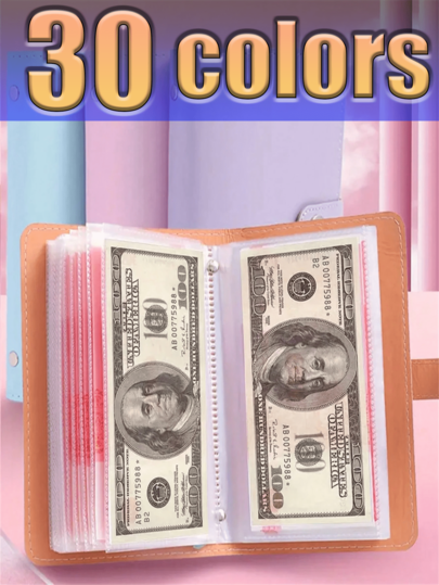 2/1 pieza Libro de colección de billetes, libro de almacenamiento de billetes para Navidad, álbum de soporte de moneda para colección de billetes y boletos. 3/4 piezas hechas de material de PU, 50 piezas en el interior pueden contener 100 billetes, con fotos de billetes, sellos y libro de almacenamiento de tarjetas bancarias. Cuaderno de almacenamiento de efectivo de súper gran capacidad.