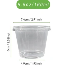 50个160毫升/120毫升/60毫升透明塑料杯带盖迷你杯酱汁杯小蛋糕杯一次性带盖杯子透明饮水杯塑料杯派对用品适用于冰咖啡、冰沙、沙拉酱、奶昔和冷饮非常适合婚礼、派对、生日庆祝 - 米色 - 查看 9